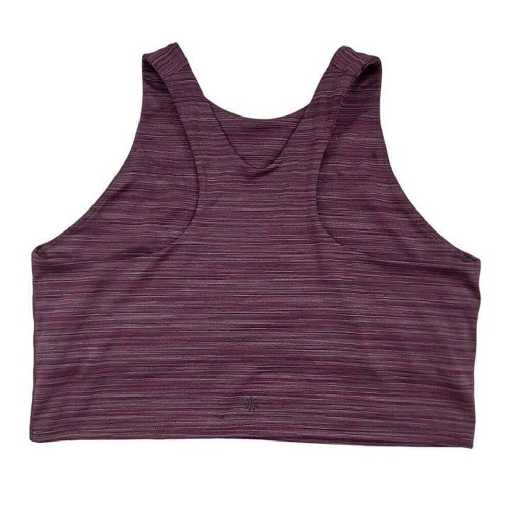 Athleta Space Dye Crop Top Womens XL Purple Marled Racerback Gym Performance - Picture 2 of 12